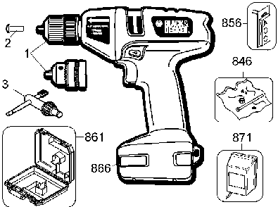 Exploded Diagram A Diagram and Parts List for 9099-50 Type 1 Black and Decker Cordless Drill